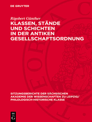 cover image of Klassen, Stände und Schichten in der antiken Gesellschaftsordnung